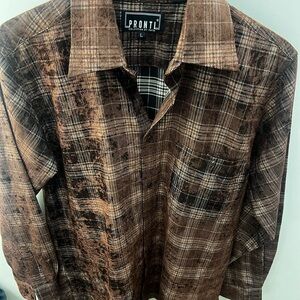 Men's Brown Plaid Shirt